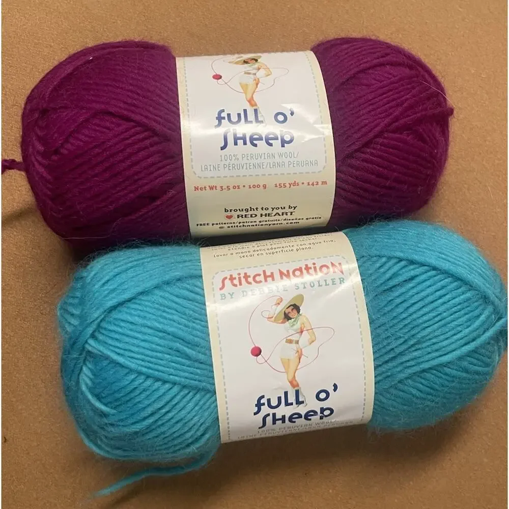 Red Heart Yarn Stitch Nation. Full ‘o Sheep 2 Pack Aquamarine Passion Fruit